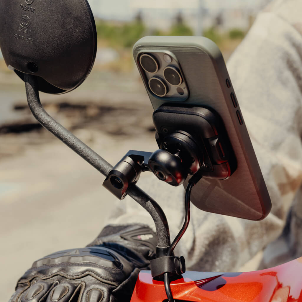 Motorcycle Mirror Mount | Charging | Locking