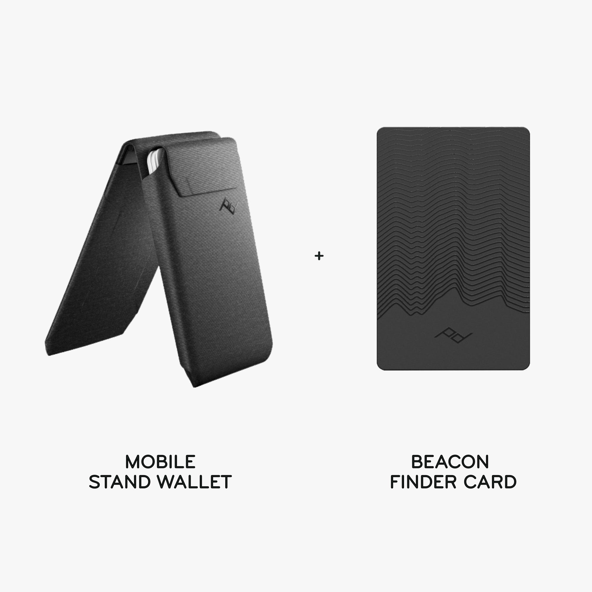 Mobile Stand Wallet + Beacon Card Bundle 1 | Charcoal | Fabric